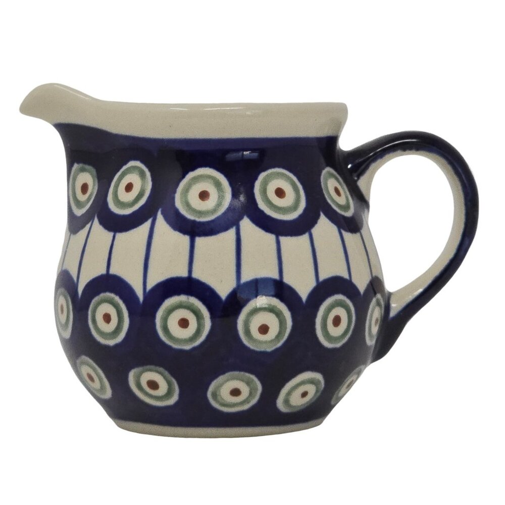 Polish Boleslawiec Mini Creamer Pitcher Hand Made Peacock Eye Pattern Stoneware